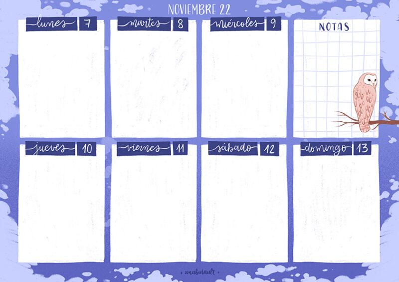 Planner semanal 2022 - Noviembre