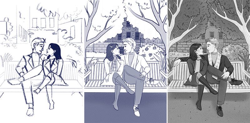 Love Story - proceso de ilustración