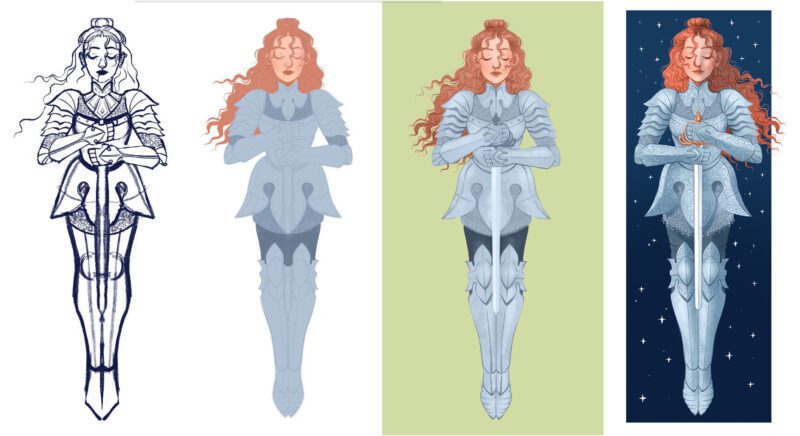 Proceso de ilustración de la Guerrera