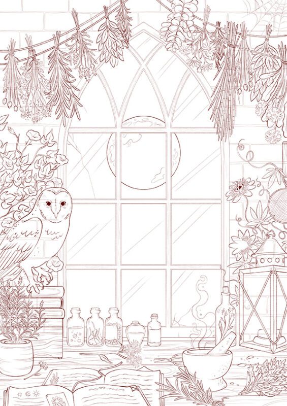 Witchcraft in Bloom - lineart